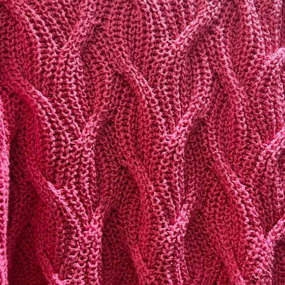 Kookai Switzerland Sweater NWT Hand Knit Pink Cable Knit Relaxed Fit Beautiful! - Picture 8 of 13